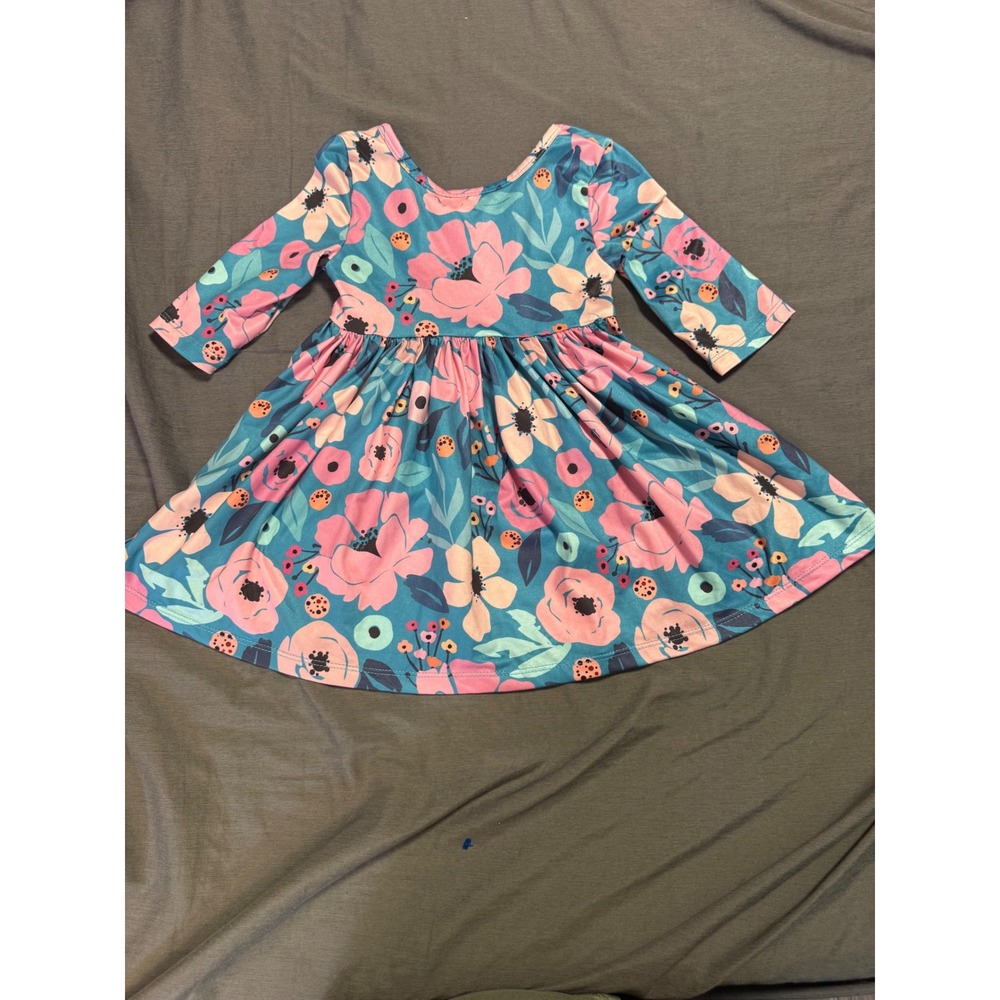 Mila & Rose Toddler Girls Floral Ladybug Twirl Dress Blue Pink 12-24M